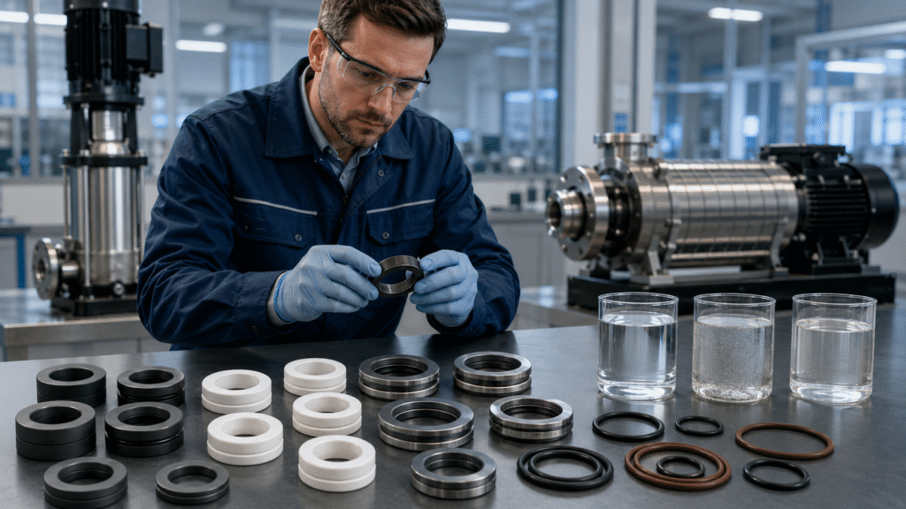 Chọn mặt chà và elastomer cho phớt bơm đa tầng cánh CNP