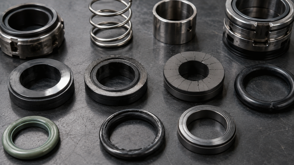Mặt carbon bị bóng, nứt hướng tâm, O-ring bị cứng và mòn không đều do phớt cơ khí có thể bị quá nhiệt